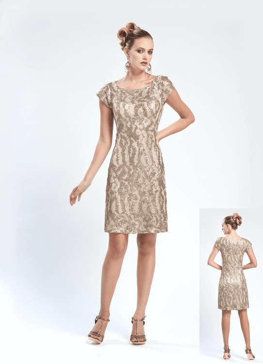 Short Mesh Fitted Sequined Cap Sleeves Natural Waistline Square Neck Sheath Sheath Dress