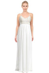 Sophisticated A-line V-neck Sleeveless Spaghetti Strap Beaded Empire Waistline Floor Length Dress