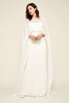 Natural Waistline Sheath Floor Length Embroidered Sheer Fitted Bateau Neck Sheath Dress with a Brush/Sweep Train