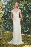 A-line Lace Natural Waistline Floor Length Sheath Embroidered Fitted Off the Shoulder 2010 Sheath Dress