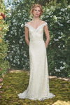 A-line Lace Sheath Floor Length 2010 Fitted Embroidered Natural Waistline Off the Shoulder Sheath Dress