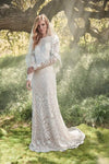 Natural Waistline 2011 Floor Length Long Sleeves Bateau Neck Sweetheart Sheath Embroidered Sheer Illusion Fitted Back Zipper Sheath Dress/Wedding Dress