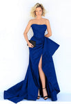 A-line Strapless Sweetheart Taffeta Ruched Pleated Hidden Back Zipper Fitted Slit Floor Length Natural Waistline Evening Dress with a Court Train