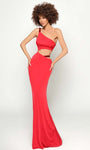 Cutout Fitted Back Zipper Asymmetric Open-Back Mermaid One Shoulder Sleeveless Thick Straps Floor Length Jersey Natural Waistline Evening Dress