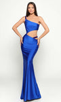 Asymmetric Fitted Open-Back Cutout Back Zipper Jersey One Shoulder Sleeveless Thick Straps Natural Waistline Floor Length Mermaid Evening Dress