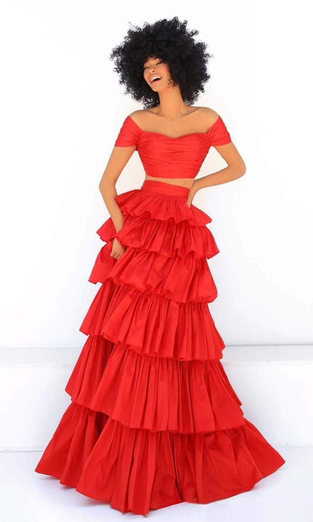 Tarik Ediz - 51007 Two-Piece Tiered A-Line Gown
