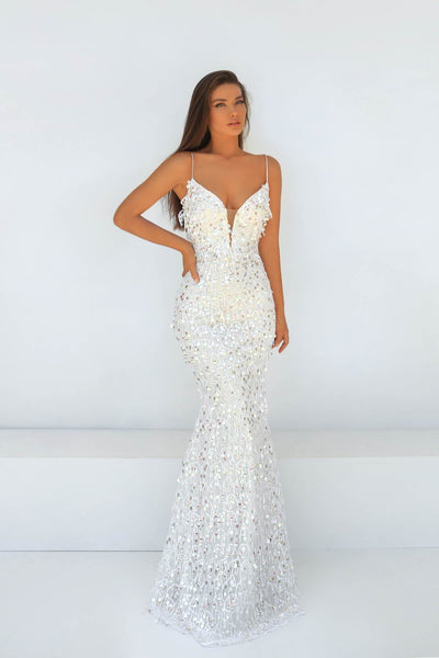 V-neck Bandeau Neck Plunging Neck Natural Waistline Hidden Back Zipper Sheer Sequined Open-Back Fitted Lace-Up Tulle Sheath Spaghetti Strap Sheath Dress/Evening Dress/Prom Dress