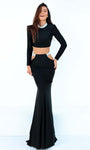 Natural Waistline High-Neck Mermaid Long Sleeves Cutout Back Zipper Floor Length Jersey Evening Dress/Party Dress