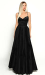 A-line Pleated Lace-Up Taffeta Spaghetti Strap Sweetheart Corset Natural Waistline Dress with a Brush/Sweep Train