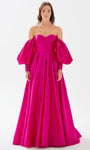 A-line Taffeta 2010 Sweetheart Corset Natural Waistline Puff Sleeves Sleeves Off the Shoulder Prom Dress with a Court Train