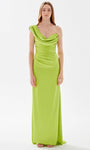 2014 Natural Waistline Satin Sheath Slit Draped Asymmetric One Shoulder Sheath Dress/Prom Dress with a Brush/Sweep Train