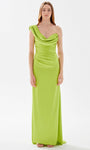 Sheath Asymmetric Slit Draped One Shoulder Satin Natural Waistline 2014 Sheath Dress/Prom Dress with a Brush/Sweep Train