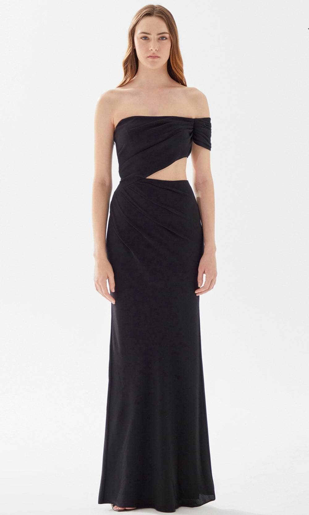 Tarik Ediz 52083 - Cutout Midriff Sheath Prom Dress
