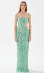 Strapless Scoop Neck Lace Cutout Beaded Slit Floor Length Sheath Natural Waistline Sheath Dress/Prom Dress
