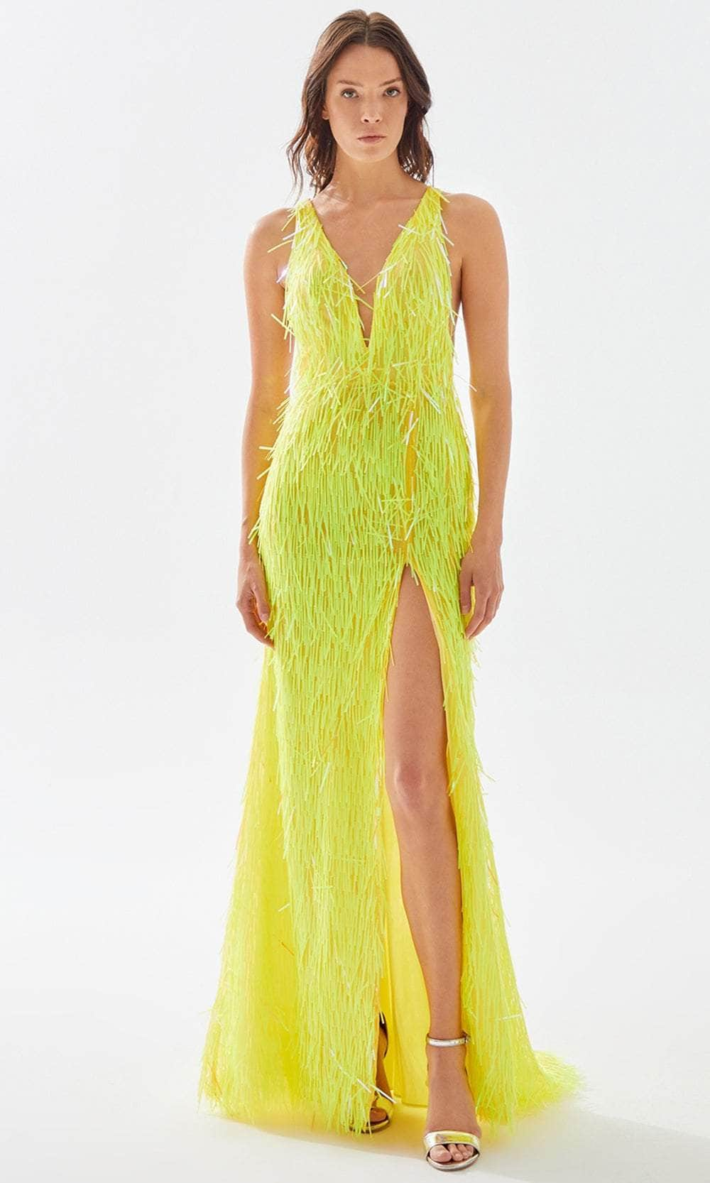 Tarik Ediz 52086 - Fringed Sheath Prom Dress
