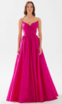 V-neck Strapless Taffeta Wrap Sheer Pleated Ruched Natural Waistline Prom Dress with a Court Train