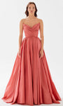 V-neck Strapless Taffeta Natural Waistline Pleated Ruched Wrap Sheer Prom Dress with a Court Train