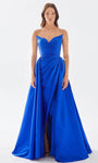 A-line V-neck Strapless Pleated Sheer Faux Wrap Natural Waistline Sweetheart Taffeta Evening Dress