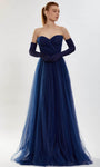 A-line Strapless Sleeveless Sweetheart Hidden Back Zipper Pleated Open-Back Natural Waistline Evening Dress with a Brush/Sweep Train