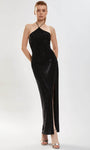 Sophisticated Beaded Fitted Slit Crystal Sheath Sleeveless Halter Natural Waistline Sheath Dress/Evening Dress