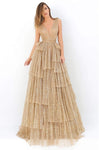 A-line V-neck Plunging Neck Tulle Natural Waistline Sleeveless Glittering Fitted Sheer V Back Back Zipper Dress with a Brush/Sweep Train