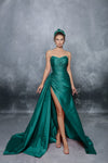 Sexy A-line Strapless Natural Waistline Taffeta Fitted Ruched Open-Back Wrap Sweetheart Prom Dress