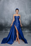 Sexy A-line Strapless Taffeta Open-Back Ruched Fitted Wrap Sweetheart Prom Dress by Tarik Ediz