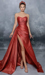 Sexy A-line Strapless Sweetheart Taffeta Natural Waistline Open-Back Ruched Fitted Wrap Prom Dress