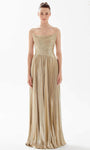 A-line Strapless Back Zipper Slit Pleated Bateau Neck Jersey Floor Length Natural Waistline Evening Dress/Prom Dress