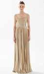 A-line Strapless Bateau Neck Jersey Natural Waistline Floor Length Pleated Slit Back Zipper Evening Dress/Prom Dress