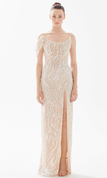 Strapless Off the Shoulder Bateau Neck Fitted Beaded Embroidered Back Zipper Open-Back Draped Slit Sequined Sheath Floor Length Natural Waistline Sheath Dress/Evening Dress