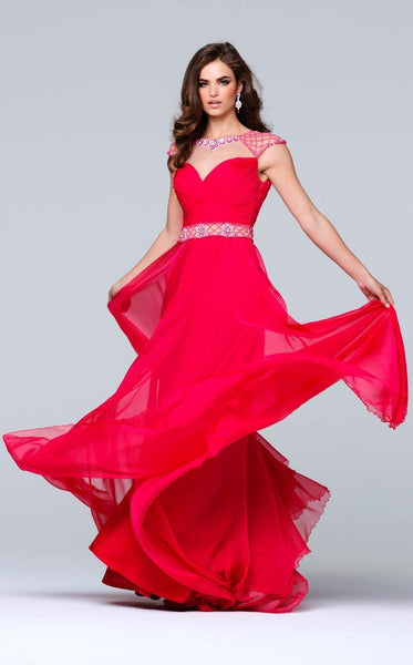 A-line Bateau Neck Sweetheart Cap Flutter Sleeves Sheer Illusion Wrap Ruched Jeweled Floor Length Natural Waistline Evening Dress/Prom Dress