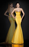 Floor Length Open-Back Crystal Spaghetti Strap Sweetheart Corset Natural Waistline Crepe Mermaid Party Dress with a Brush/Sweep Train With a Bow(s)