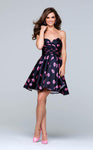 A-line Strapless Sweetheart Natural Waistline Taffeta General Print Short Asymmetric Side Zipper Open-Back Ruched Wrap Flutter Sleeves Party Dress