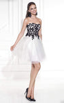 A-line Strapless Natural Waistline Floral Print Sweetheart Cocktail Above the Knee Fitted Lace Dress With a Bow(s)