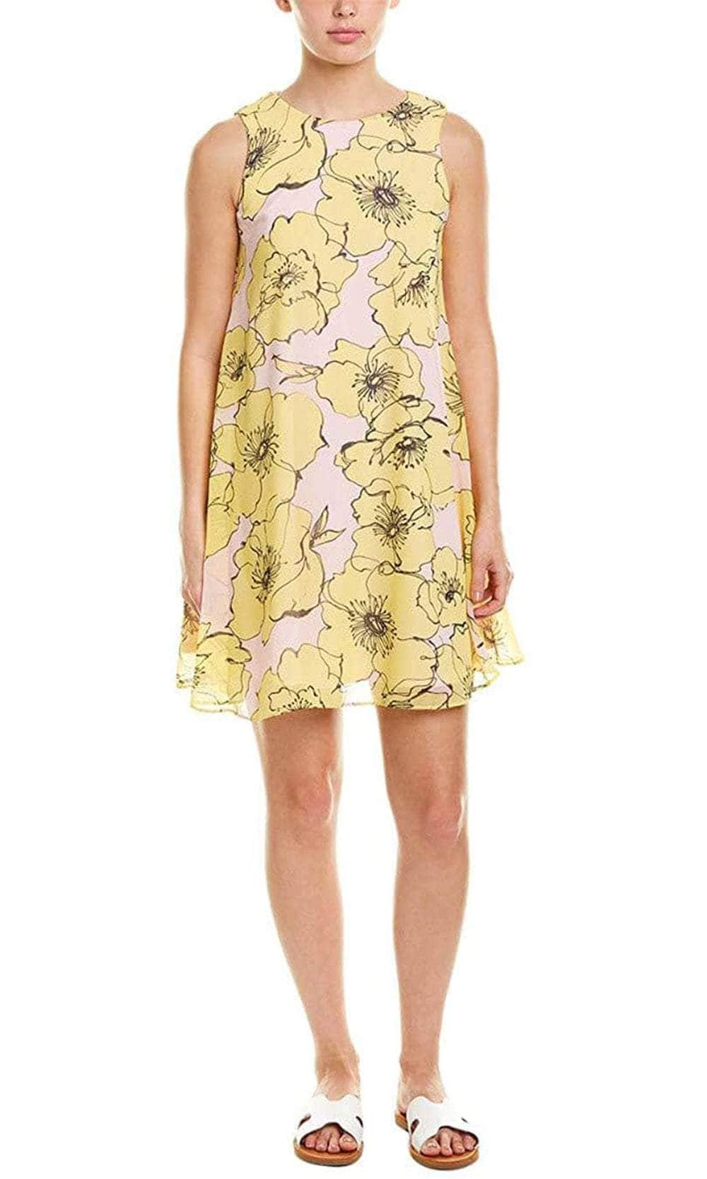 Taylor 1447M - Floral Sleeveless Stretch Fabric Short Dress
