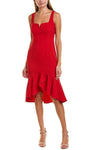 A-line Sweetheart Cocktail Above the Knee Natural Waistline Back Zipper Sleeveless Dress With Ruffles