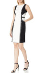 Sophisticated Sleeveless Sheath Natural Waistline Back Zipper Cocktail Short Jeweled Neck Sheath Dress