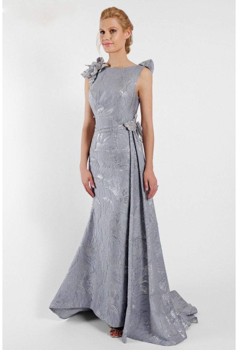 Terani Couture - 1721M4703 Laced Bateau Neck A-Line Dress
