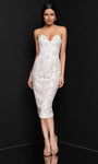 Strapless Natural Waistline Sheath Tea Length Sweetheart Fitted Applique Back Zipper Beaded Open-Back Sheath Dress