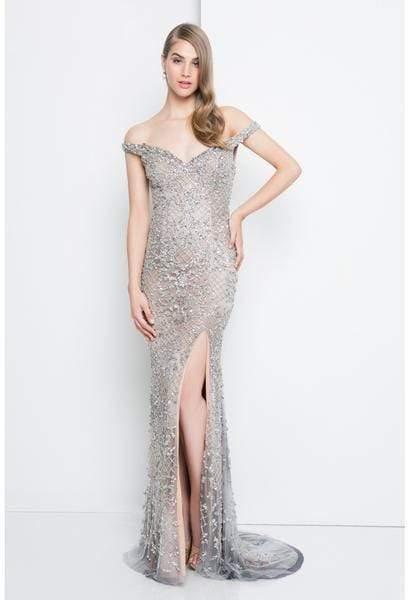 Terani Couture - 1811P5261 Embellished Off-Shoulder Trumpet Dress
