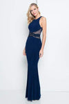 Sleeveless Natural Waistline Floor Length Fitted Open-Back Cutout Sheer Back Zipper Sheath Scoop Neck Sheath Dress/Prom Dress