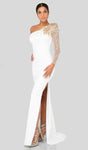 Sophisticated Long Sleeves Sleeveless Floor Length Natural Waistline Goddess Back Zipper Asymmetric Mesh Illusion Slit Sheath Sheath Dress/Evening Dress