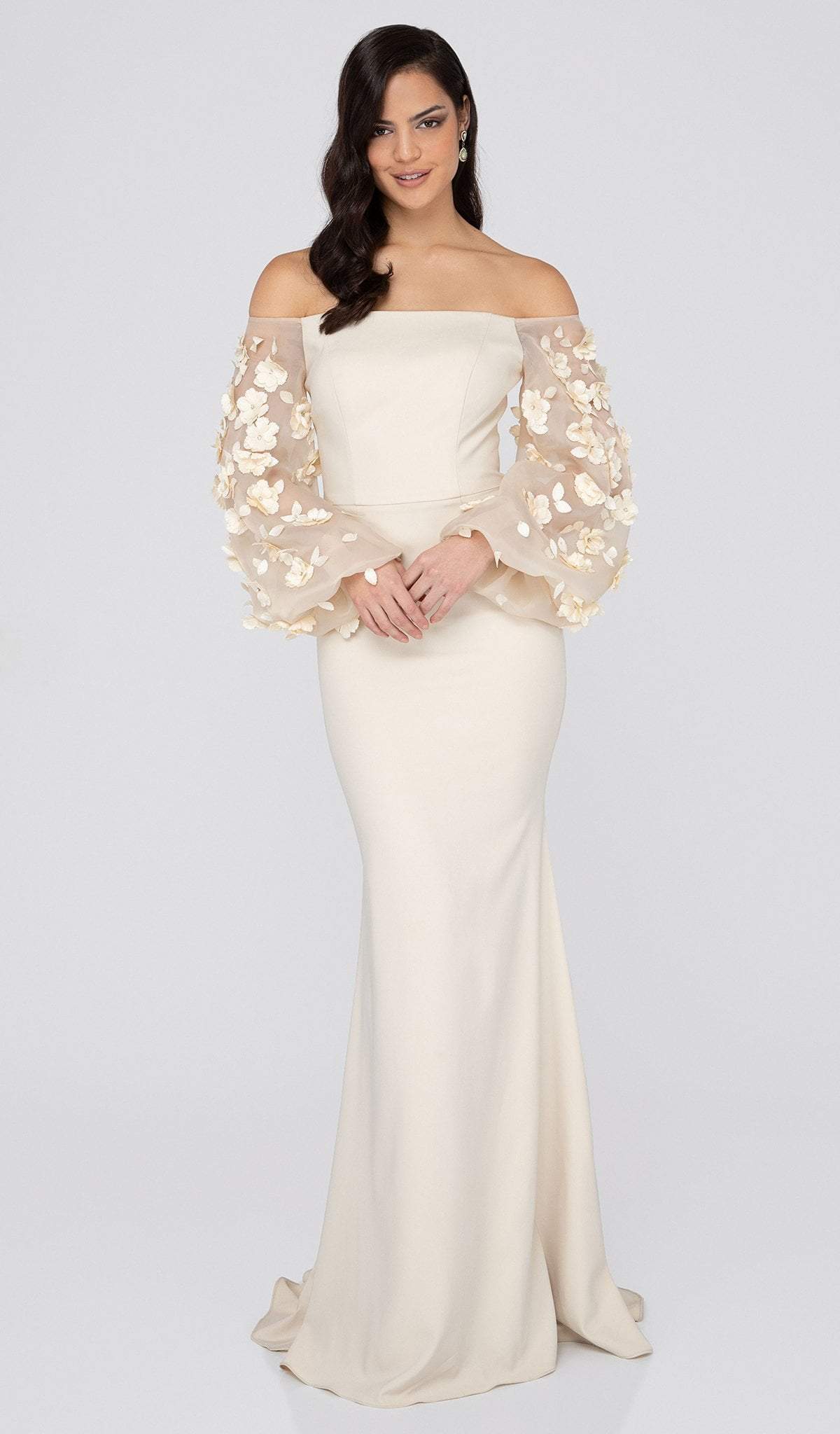 Terani Couture - 1911E9128 Off-Shoulder Floral Mother of the Bride Gown
