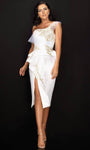 Sophisticated Sheath Cocktail Above the Knee Fitted Peplum Slit Asymmetric One Shoulder 2011 Natural Waistline Sheath Dress