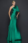 Fitted Asymmetric 2011 Mermaid Sleeveless Natural Waistline Evening Dress with a Brush/Sweep Train