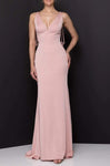 V-neck Natural Princess Seams Waistline Fitted Beaded Sheer Sheer Back Sheath Plunging Neck Floor Length 2011 Sheath Dress/Evening Dress/Mother-of-the-Bride Dress with a Brush/Sweep Train
