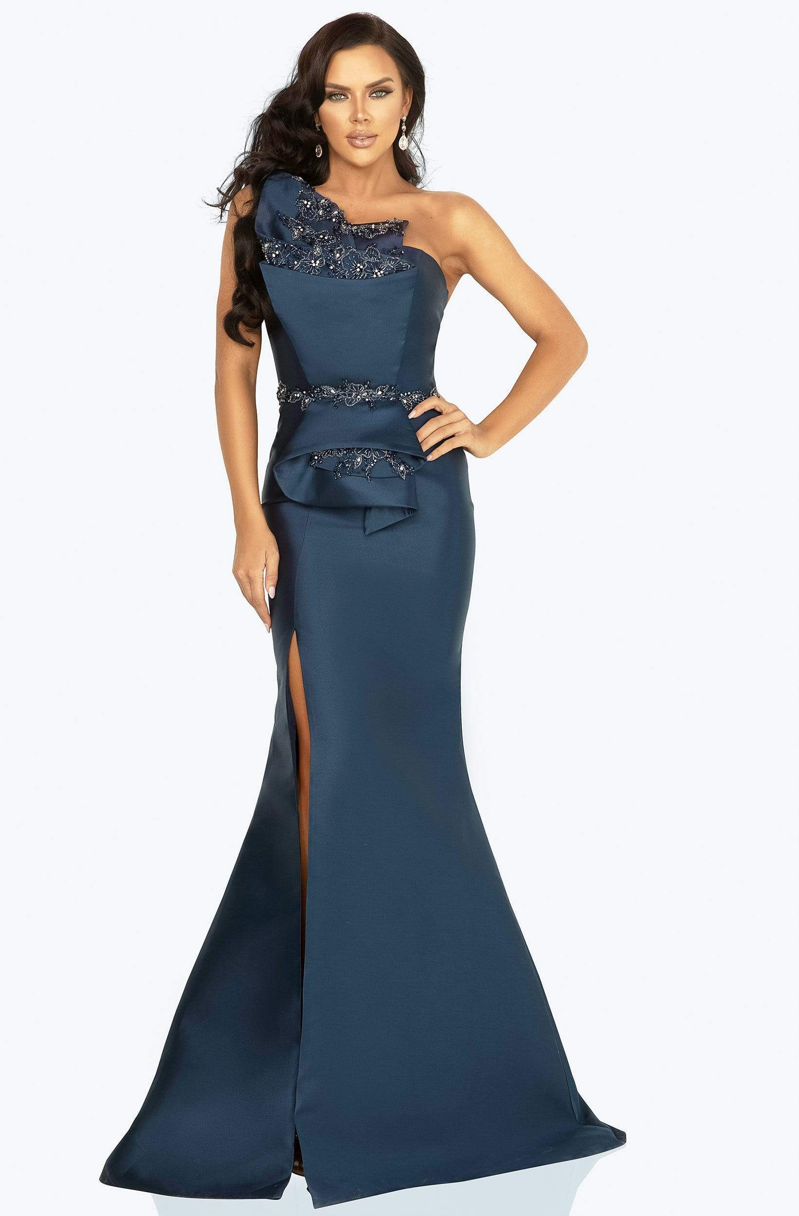 Terani Couture - 2011E2103 Asymmetrical Ruffle Mermaid Dress
