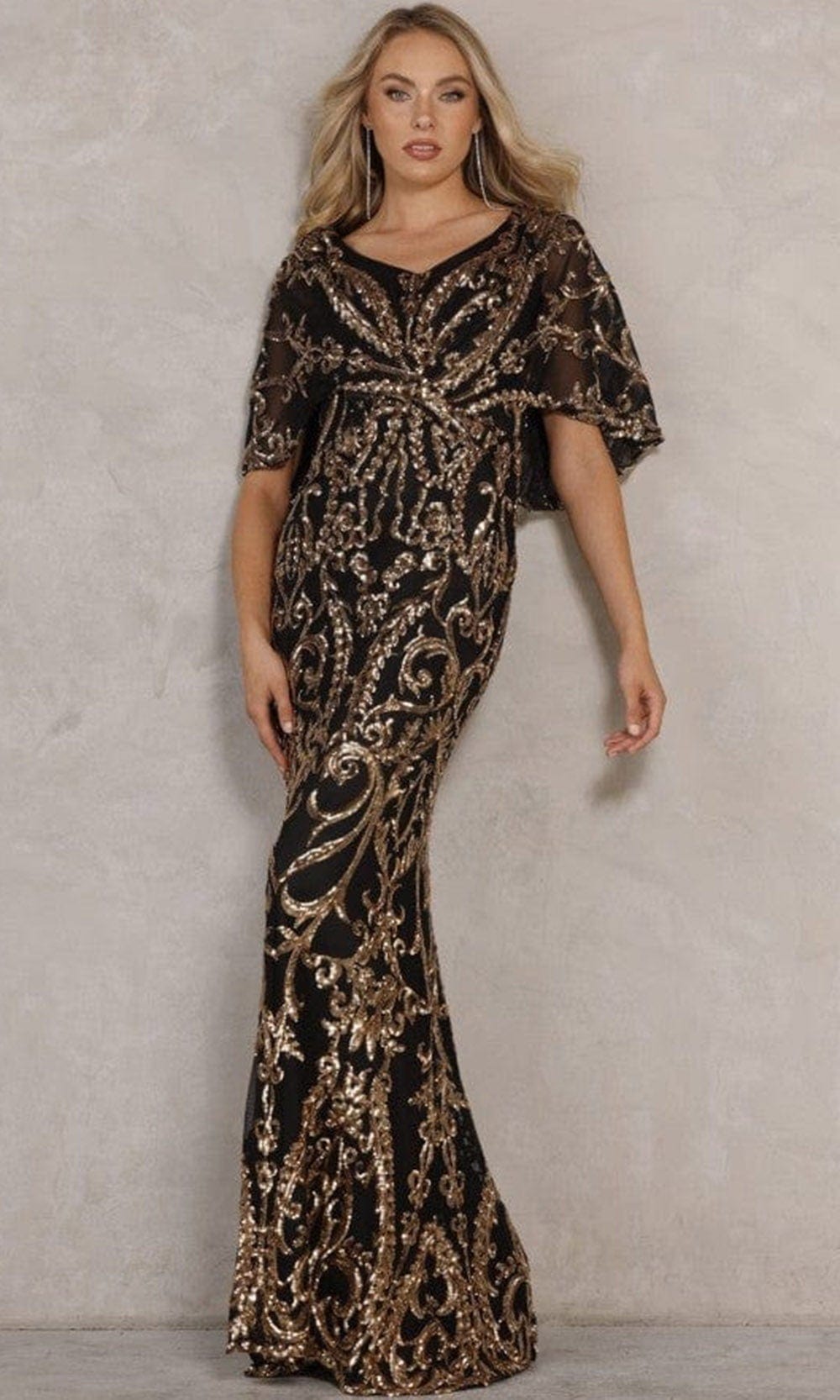 Terani Couture - 2011GL2186 Cape Sleeve Sheath Dress
