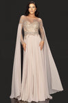 A-line Long Sleeves Back Zipper Jeweled Keyhole Pleated Sheer Illusion Beaded Natural Waistline Bateau Neck Sweetheart 2011 Mother-of-the-Bride Dress with a Brush/Sweep Train